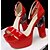 זול סנדלי נשים-בגדי ריקוד נשים נעליים PU קיץ עקב עבה / חסום את העקב אפור / אדום / עירום