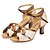 cheap Latin Shoes-Women&#039;s Latin Shoes Sparkling Glitter / Leatherette Buckle Sandal / Heel Buckle / Flower Customized Heel Customizable Dance Shoes Brown / Indoor