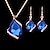 cheap Jewelry Sets-Jewelry Set Drop Earrings For Women&#039;s Sapphire Crystal Party Wedding Daily Rose Gold Crystal Rhinestone Pear Cut Solitaire Drop Red Blue Green / Pendant Necklace / Necklace / Earrings / Valentine