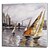 cheap Landscape Paintings-Hand Painted Oil Painting Landscape Ship Near Harbour I with Stretched Frame 7 Wall Arts®