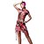 preiswerte Kleidung für lateinamerikanische Tänze-Latintanz-Kleider(Purpur / Rot / Leopard Muster,Elastan,Latintanz) - fürDamen Kleid / Kurze Hosen Kurze Ärmel Normal