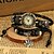 preiswerte Armbanduhren-Damen Uhr Modeuhr Armband-Uhr Digital Leder Schwarz Analog Böhmische Schwarz