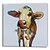 preiswerte Tiergemälde-handgemaltes Ölgemälde Tier bunte Kuh mit gestreckten Rahmen