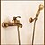 billige Bruserarmaturer-Brusehaner - Moderne Antik Kobber Centersat Keramik Ventil Bath Shower Mixer Taps / Messing / Enkelt håndtere to Huller
