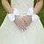 cheap Party Gloves-White Lace Elastic Silk Flower Shape Tulle Fingertips Wrist Length Bridal Gloves for Wedding Party