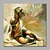 olcso Olajfestmények-Hang festett olajfestmény Kézzel festett - Emberek Szabadidő Absztrakt portré Mediterrán Modern Kerettel / Nyújtott vászon
