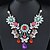 cheap Necklaces-Women&#039;s Statement Necklace Pear Cut Ladies European Fashion African Synthetic Gemstones Alloy Red Green Rainbow Necklace Jewelry For Wedding Party Daily