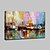 tanie Obrazy abstrakcyjne-Hang-Malowane obraz olejny Ręcznie malowane - Pejzaż abstrakcyjny Nowoczesny Z ramą
