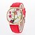 preiswerte Modeuhren-Damen Uhr Modeuhr Quartz Gestepptes PU - Kunstleder Schwarz / Weiß / Blau Armbanduhren für den Alltag Analog Blume Weiß Schwarz Rot