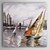 cheap Landscape Paintings-Hand Painted Oil Painting Landscape Ship Near Harbour I with Stretched Frame 7 Wall Arts®