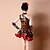 tanie Odzież do tańca dziecięca-Taniec latynoamerykański Suknie Dla dzieci Wydajność Spandex Poliester Leopard 4 elementy Bez rękawów Wysoki Ubierać Rękawice Neckwear