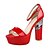 זול סנדלי נשים-בגדי ריקוד נשים נעליים PU קיץ עקב עבה / חסום את העקב אפור / אדום / עירום