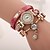 preiswerte Armbanduhren-Damen Modeuhr Armband-Uhr Quartz Armbanduhren für den Alltag Leder Band Schwarz Blau Rot Orange Grün Gold Lila Rose