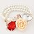 cheap Bracelets-Women&#039;s European Style Fashion Sweet Flowers Imitation Gemstones Multilayer Imitation Pearl Strand Bracelets