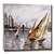 cheap Landscape Paintings-Hand Painted Oil Painting Landscape Ship Near Harbour I with Stretched Frame 7 Wall Arts®