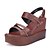 cheap Women&#039;s Sandals-Women&#039;s Sandals Platform Wedge Heel Casual Hook &amp; Loop Cowhide Summer Brown