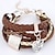 cheap Bracelets-Coffee Wrap Leather Bracelet with Heart Pendant Christmas Gifts