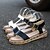 billige Sandaler til kvinner-Dame Flat Heel Sandals Lær Sommer Komfort Flat hæl Spenne Hvit / Svart
