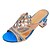 billige Sandaler til kvinder-Dame Krystal Sandaler udendørs Sommer Krystal Kraftige Hæle Kunstlæder Sort Gylden Marineblå