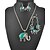 cheap Jewelry Sets-European Style Fashion Bohemian Ethnic Vintage Turquoise Elephant Necklace Bracelet Earrings Sets