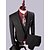 Χαμηλού Κόστους Κοστούμια-Μαύρο Μονόχρωμο Στενή εφαρμογή Λινό Κοστούμι - Εγκοπή Μονόπετο Ενός Κουμπιού