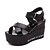 cheap Women&#039;s Sandals-Women&#039;s Shoes Leatherette Summer Heels / Peep Toe Sandals Office &amp; Career / Casual Wedge Heel Hollow-out Black