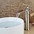 billige Armaturer til badeværelset-Håndvasken vandhane - Vandfald Nikkel Børstet Centersat Enkelt håndtag Et HulBath Taps / Messing