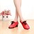 preiswerte Lateinamerikanische Schuhe-Damen Latin Tanz-Turnschuh Leder Absätze Innen Aufführung Schnürsenkel Kubanischer Absatz Schwarz Rot Maßfertigung