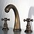 abordables Robinetteries de lavabo-Robinet lavabo - Rotatif Bronze antique Diffusion large Deux poignées trois trousBath Taps