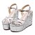 cheap Women&#039;s Sandals-Women&#039;s Shoes PU Summer Wedges / Open Toe Sandals Dress Wedge Heel Sequin Silver / Rose Gold