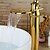 お買い得  浴室・洗面台用水栓金具-バスルームのシンクの蛇口 - 滝状吐水タイプ Ti-PVD センターセット シングルハンドルつの穴Bath Taps / 真鍮