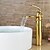 זול ברזים לחדר האמבטיה-חדר רחצה כיור ברז - מפל מים TI-PVD סט מרכזי חור ידית אחת אחתBath Taps / Brass