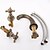 abordables Robinetteries de lavabo-Robinet lavabo - Rotatif Bronze antique Diffusion large Deux poignées trois trousBath Taps