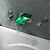 cheap Bathroom Sink Faucets-Shower Faucet / Bathtub Faucet / Kitchen faucet - Waterfall / LED Chrome Centerset Two Handles Four Holes