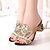 Недорогие Женские сандалии-Women&#039;s Glitter Crystal Sequined Jeweled Outdoor Summer Crystal Chunky Heel Leatherette Black Golden Royal Blue