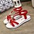 billige Sandaler til kvinder-Damer Sko Fleece Sommer Komfort Flad hæl Perlearbejde Til Afslappet Sort Beige Rød