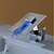 お買い得  浴室・洗面台用水栓金具-コンテンポラリー センターセット 滝状吐水タイプ LED セラミックバルブ シングルハンドルつの穴 クロム, バスルームのシンクの蛇口