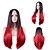 cheap Synthetic Trendy Wigs-Harajuku Black Red Ombre Wig Pelucas Pelo Straight Natural Synthetic Wigs Heat Resistant Halloween Perruque Cosplay Wigs