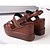 cheap Women&#039;s Sandals-Women&#039;s Sandals Platform Wedge Heel Casual Hook &amp; Loop Cowhide Summer Brown