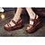 cheap Women&#039;s Sandals-Women&#039;s Sandals Platform Wedge Heel Casual Hook &amp; Loop Cowhide Summer Brown