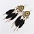 cheap Earrings-Bohemian Fashion Feather Earrings Discs