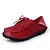 זול נעלי אוקספורד לנשים-נשים נוחות עור קיץ קזו&#039;אל עקב שטוח שחור חום אדום