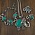 cheap Jewelry Sets-European Style Fashion Bohemian Ethnic Vintage Turquoise Elephant Necklace Bracelet Earrings Sets