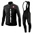 abordables Ensembles de vêtements pour hommes-KEIYUEM Manches Longues Maillot et Cuissard Long Avec Bretelles Velo Cyclisme Hiver Toison Coolmax® Maille Noir Vélo Ensembles de Sport Chaud Respirable La peau 3 densités Séchage rapide Poche arrière