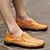 זול נעלי בד ומוקסינים לגברים-גברים נעליים עור קיץ סתיו נוחות הליכה עבור מסיבה וערב שחור צהוב חום חאקי