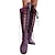 cheap Women&#039;s Boots-Women&#039;s Shoes Leather Spring / Fall / Winter Flat Heel 30.48-35.56 cm / Knee High Boots Purple / Brown / Pink