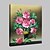 abordables Peintures fleurs/botaniques-Peinture à l&#039;huile de fleur peinte à la main sur toile photo abstraite moderne d&#039;art mural avec cadre étiré prêt à accrocher