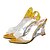 cheap Women&#039;s Sandals-Women&#039;s Lucite heel / Wedge Heel Leatherette Slingback Summer / Fall Golden / Silver