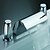 cheap Bathtub Faucets-Contemporary Waterfall Widespread Ceramic Valve Three Holes Chrome