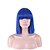 abordables Perruques de déguisement-perruque bleue perruque synthétique droite droite avec frange perruque bleu foncé cheveux synthétiques femme bleu perruque halloween